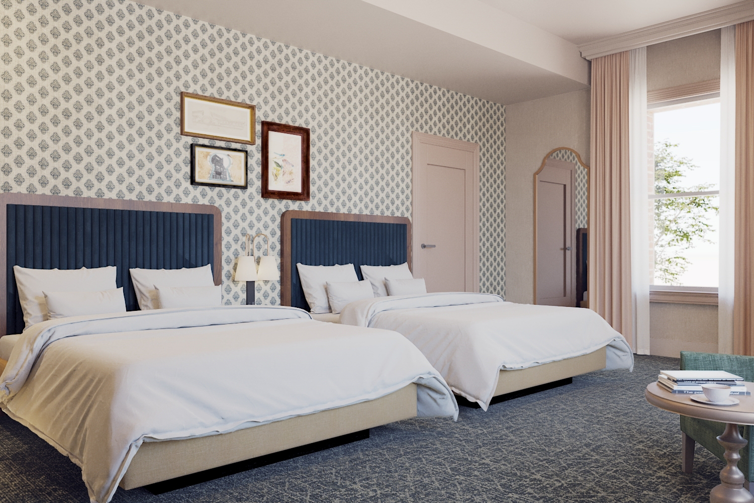 rendering of 2 queen beds